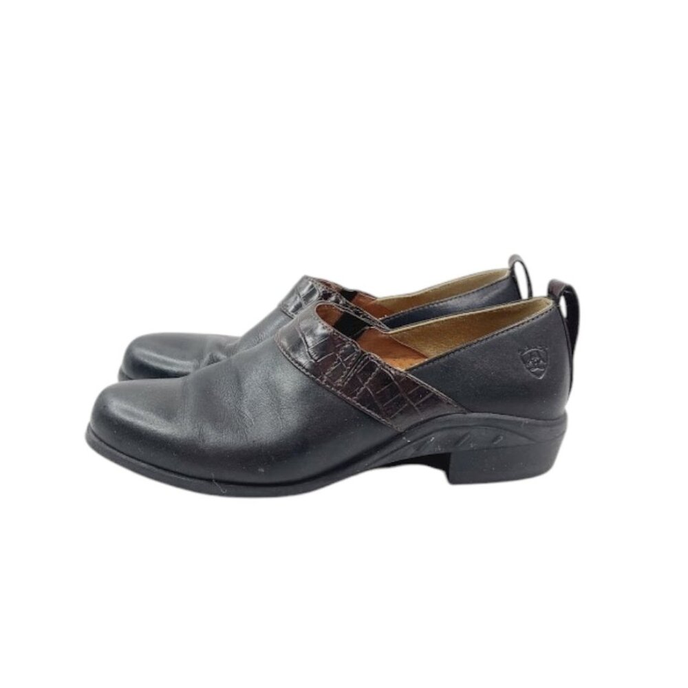 Ariat Women's Black Brown Leather Classic Western Clogs‎ Size US 8